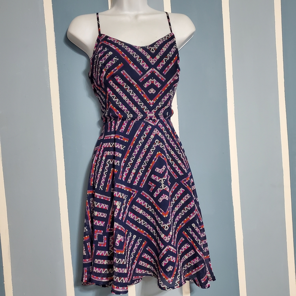 NWT Fire Los Angeles Geometric Mini Dress - Pink and Purple
